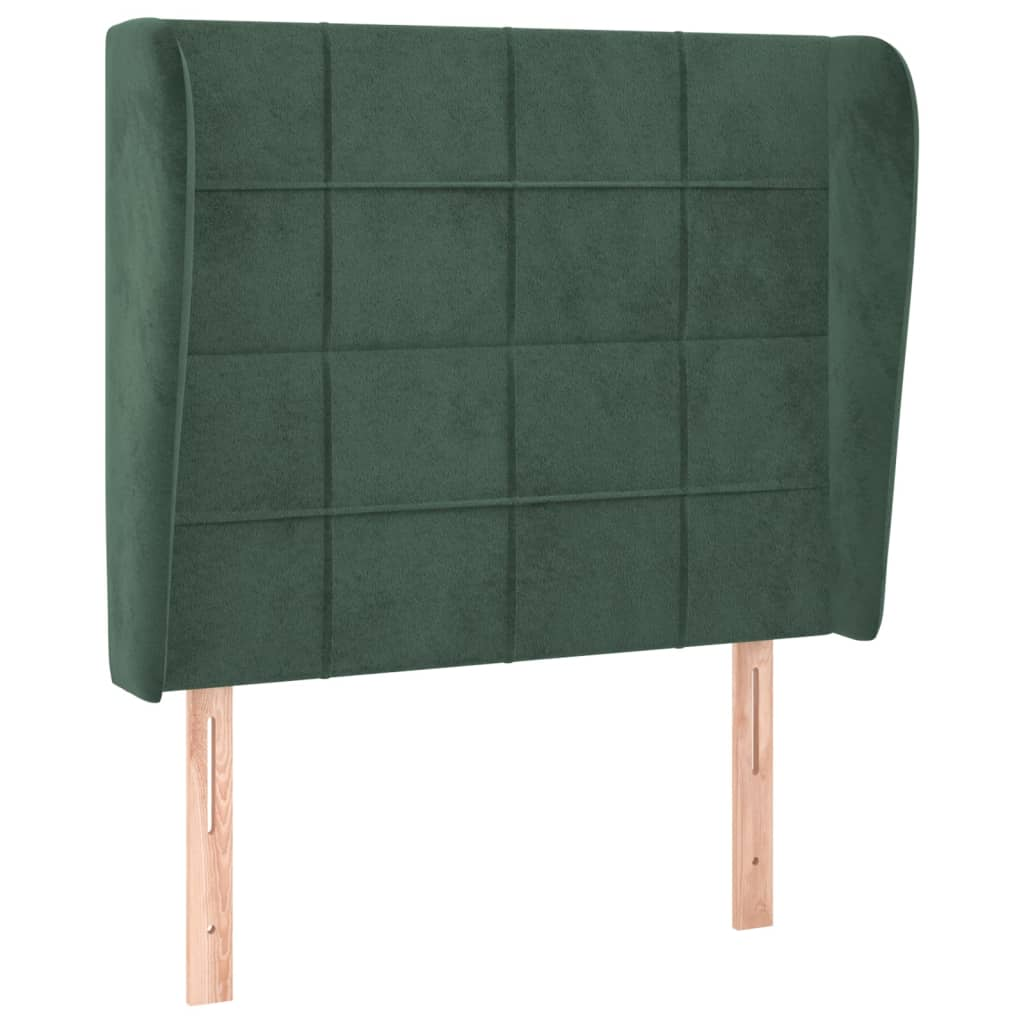 sötétzöld bársony fejtámla szárnyakkal 83 x 23 x 118/128 cm (3117989)