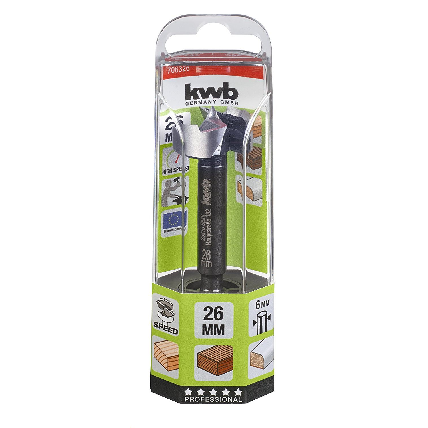 KWB PROFI AKKU TOP ENERGY SAVING 45% FORSTNER kivetőpánt süllyesztő, 26 mm (706326) (706326)