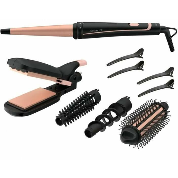 Rowenta Infinite Looks CF4231 Herramienta de peinado con múltiples accesorios Caliente Negro, Bronce 1,8 m