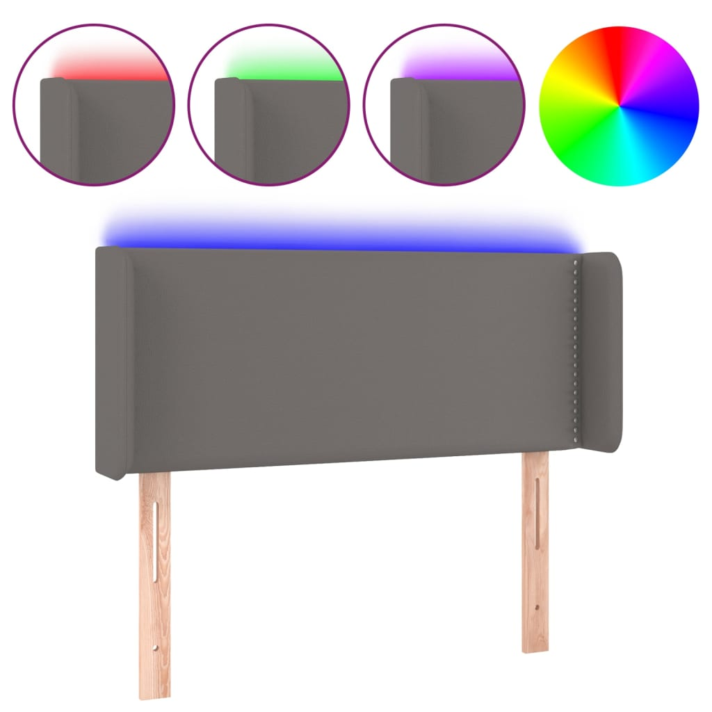 szürke műbőr LED-es fejtámla 83x16x78/88 cm (3123172)