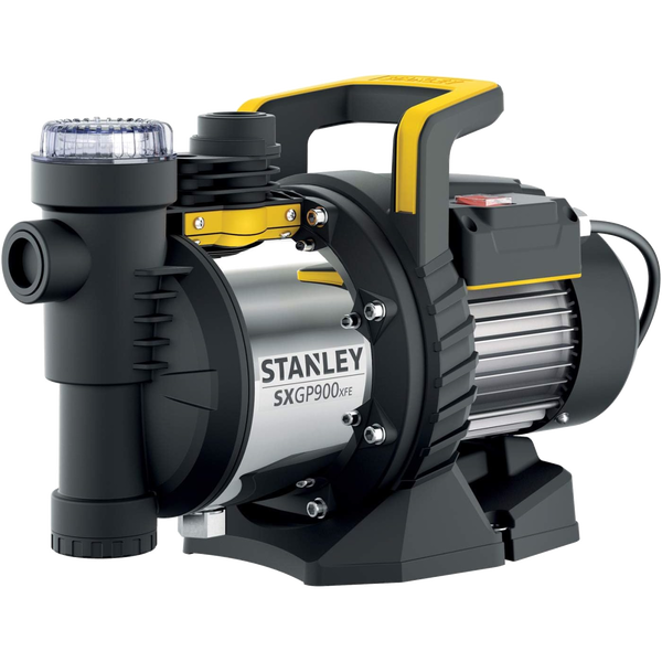 Повърхностна помпа Stanley SXGP900XFE, 900W, Дебит 3600 л/ч, 230 V, Максимално налягане 4.2 бара, IPX4, Височина на заустване 42 м, Дълбочина на засмукване 8 м
