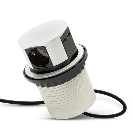 Delight rejtett elosztó 3 aljzat + 2 USB csatlakozó (20433) (D20433)