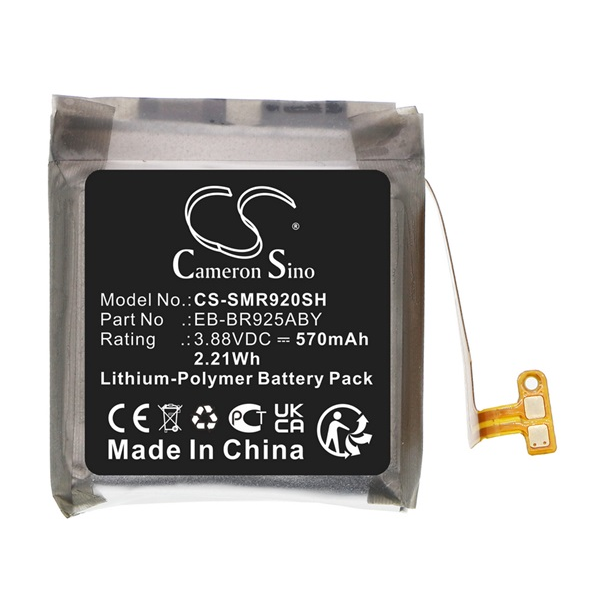 Cameron Sino Li-Polymer akku (3.88V/570mAh, Samsung EB-BR925ABY kompatibilis) FEKETE Samsung Galaxy Watch 5 Pro eSIM 45 mm (SM-R925) / Galaxy Watch 5 Pro 45 mm (SM-R920) (CS-SMR920SH)