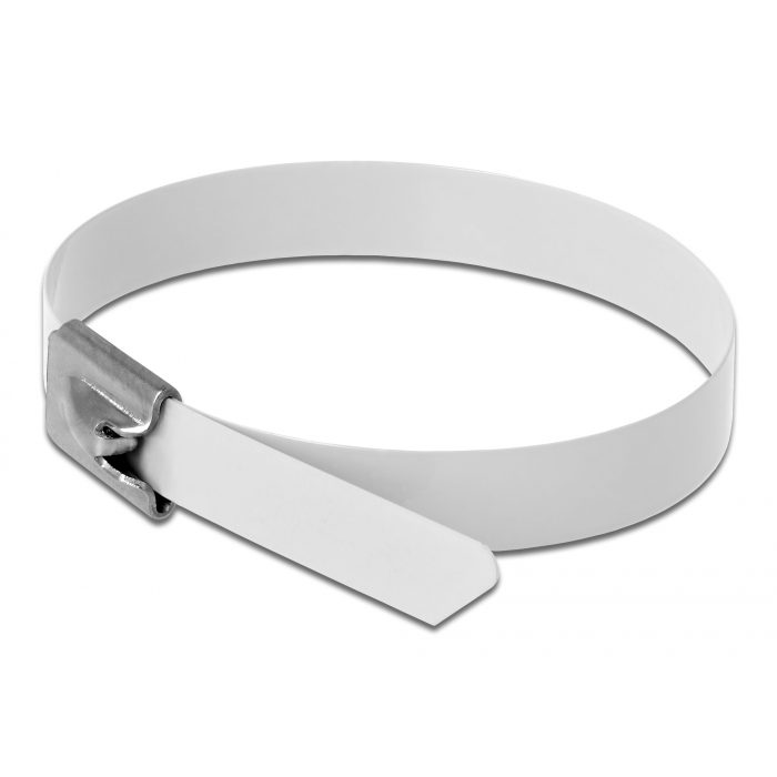 Delock Rozsdamentes Acél Kábelkötegek Hossza 300 x Szélesség 7,9 mm fehér 10 db. (18822)