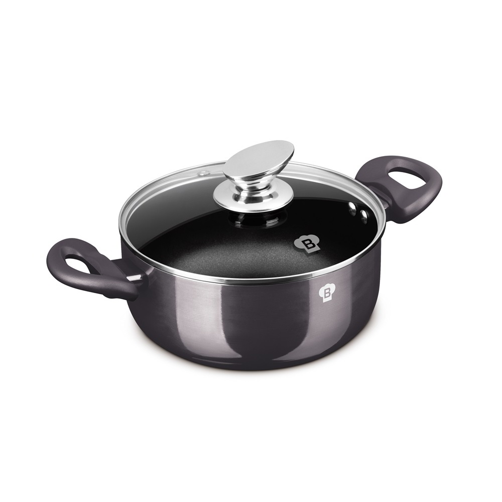 Blauman BL-3963 Carbon Pro Alumínium Lábas Üveg fedővel Ø 20cm 2,5L - Fekete (BL-3963)