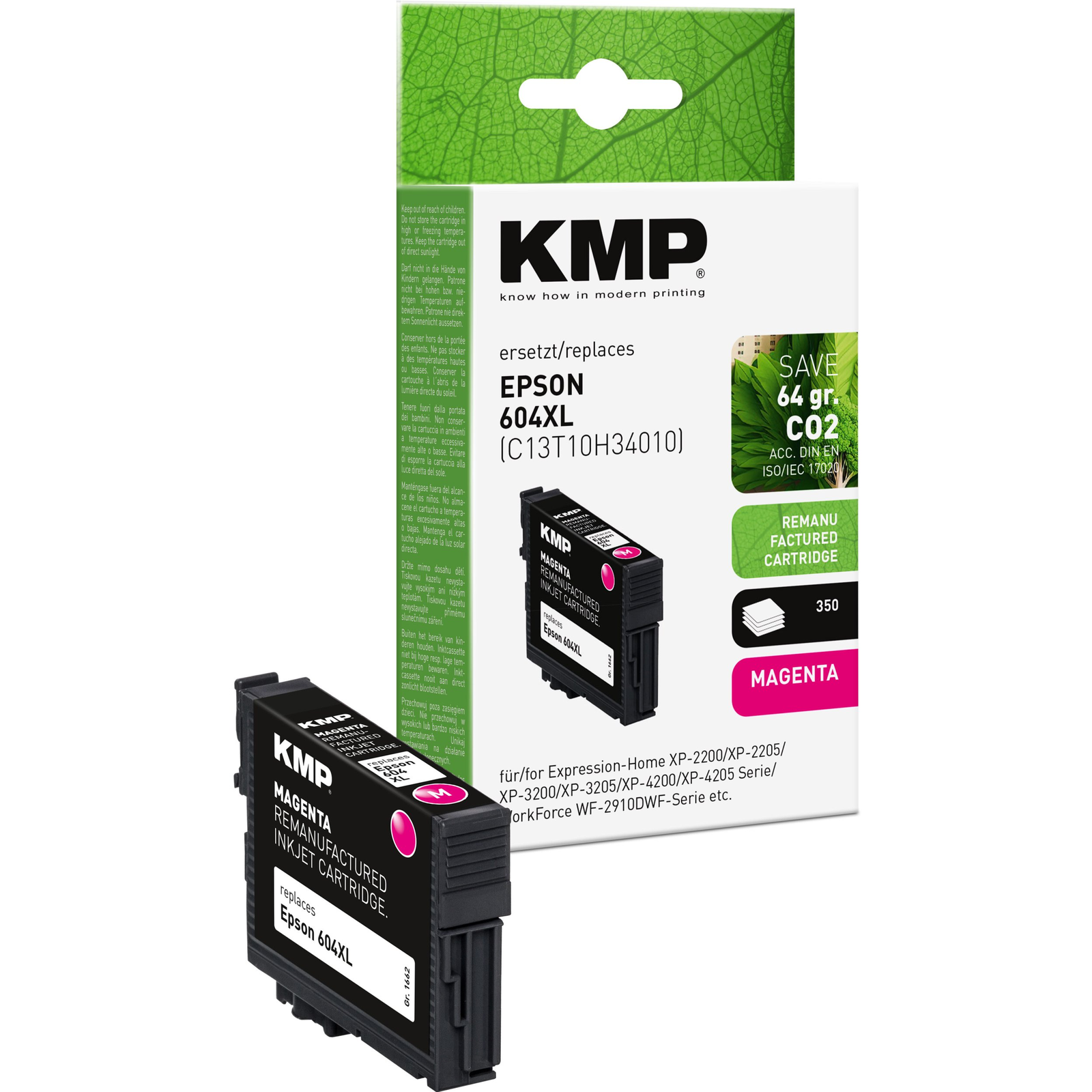 Съвместима мастилена касета KMP за Epson 604XL T10H3, магента, 350 страници, 5 мл