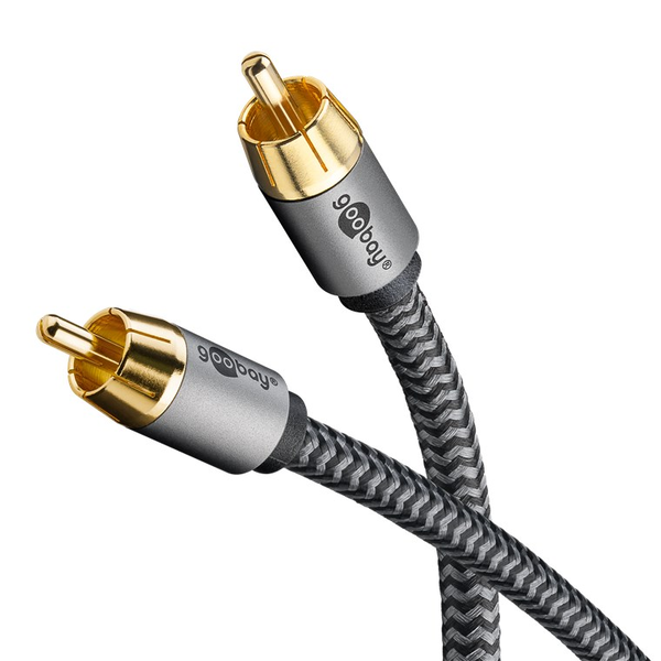Plus Mono-Cinchkabel (schwarz/silber, 5 Meter)