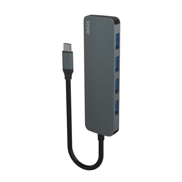 Savio Hub Usb-c - 4 X Usb-a Ak-54 Usb 3.2 Gen 1 (3.1 Gen 1) Type-a 1000 Mbit/s Negro
