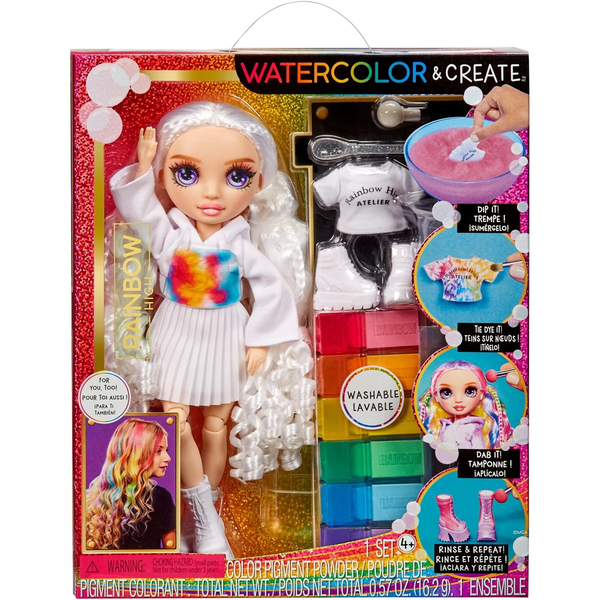 MGA Entertainment Rainbow High Watercolor & Create DIY Lila szemek baba