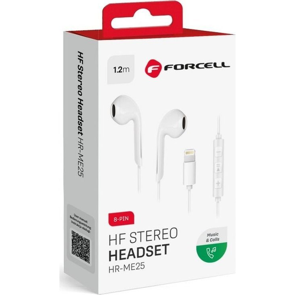 ForCell HR-ME25 Lightning стерео слушалки, бели