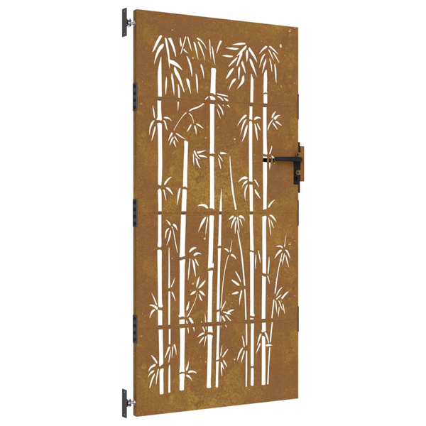 bambuszmintás corten acél kerti kapu 85 x 200 cm