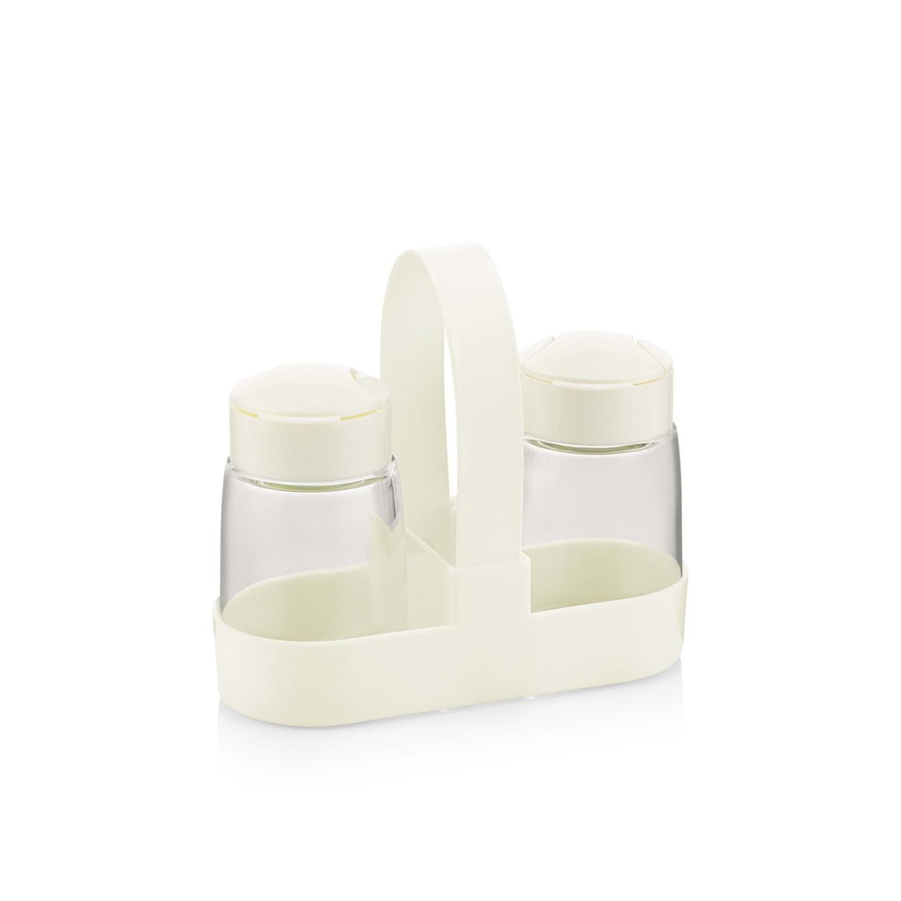 Iris C-00381 Drop Üveg Fűszerszóró szett tartóval 2x100ml - Fekete / elefántcsont (C-00381)