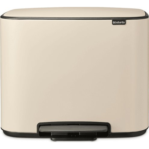 Brabantia Bo Pedal Bin pedálos hulladékgyűjtő szagmentesen záródó Soft-Close fedél, műanyag tartály, 36L - R méret, acél, világos bézs - 201622