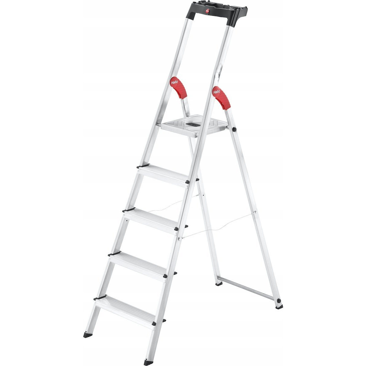 Hailo L60 StandardLine 8160-507 Alumínium Több fokos álló létra Szerszámtartóval Munkamagasság (max.): 2.8 m Ezüst, Piros, Fekete EN 131 5.1 kg (4007126024039)