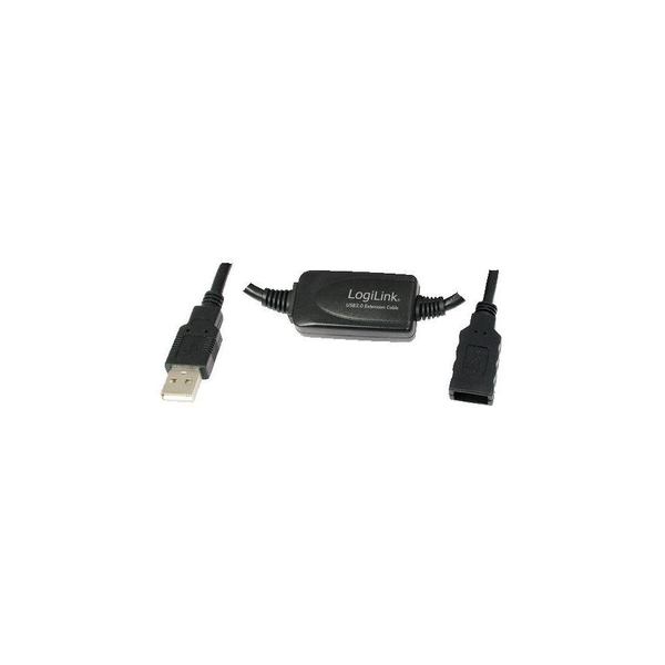 USB-A 2.0 (M) --> (F) 10.00m Verlenging LogiLink Zwart