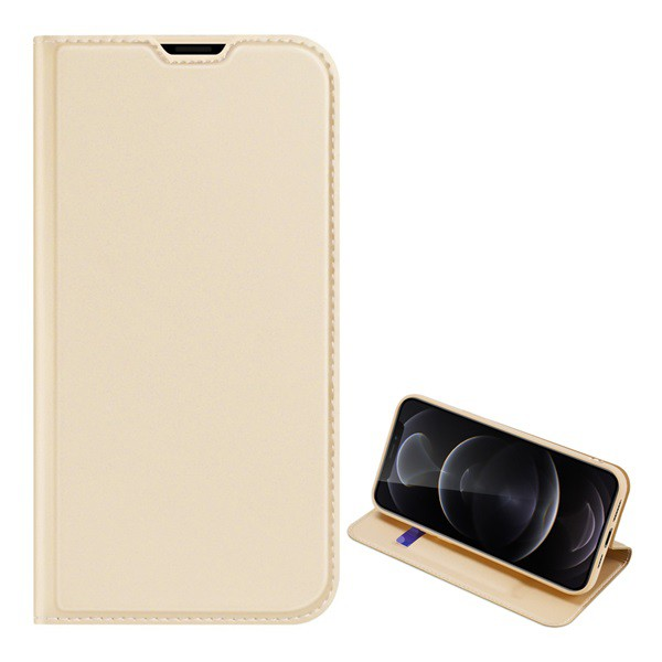 DUX DUCIS SKIN PRO tok álló, bőr hatású (FLIP, oldalra nyíló, bankkártya tartó, asztali tartó funkció) ARANY [Apple iPhone 13 Pro Max] (5996591097763)