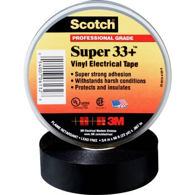 3M SUPER33+-25X33 Szigetelőszalag Scotch® Fekete (H x Sz) 33 m x 25 mm 33 m (SUPER33+-25X33)