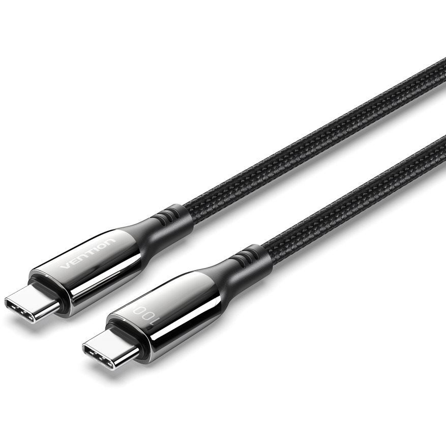 Vention Cotton Braided USB-C 2.0 5A Cable 2m Black Zinc Alloy Type