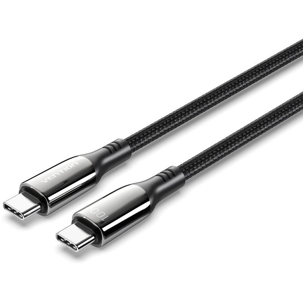 Vention Cotton Braided USB-C 2.0 5A Cable 2m Black Zinc Alloy Type