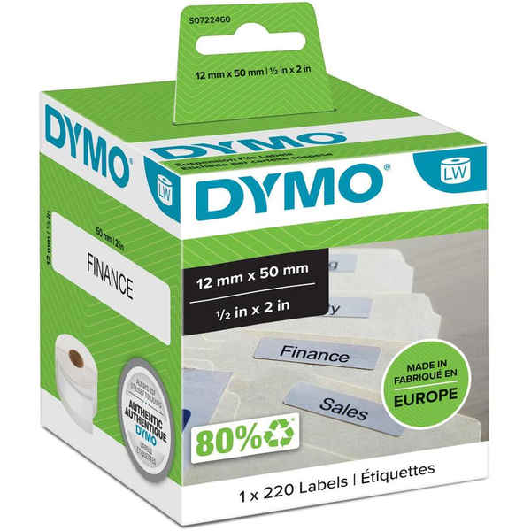 Dymo Etiquetas Dymo Lw 50mx12mm Carpetas Colgantes Blanco S0722460