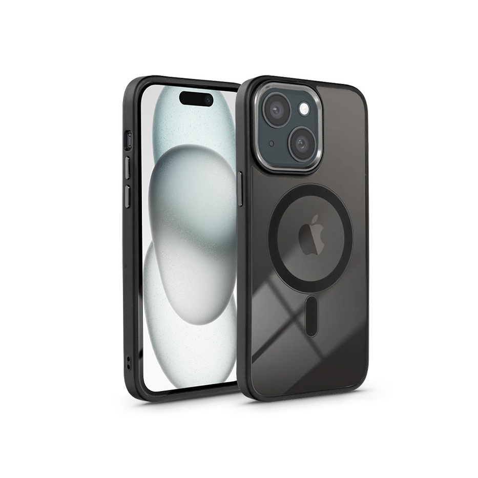 Apple iPhone 15 szilikon hátlap - Edge Mag Cover - fekete/átlátszó (PT-6833)