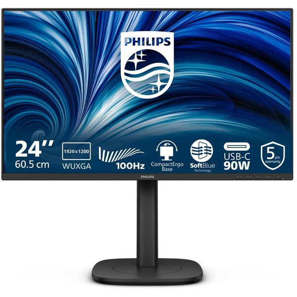 Philips 3000 series 24B2U3301D/00 computerskærm 61,2 cm (24.1") 1920 x 1200 pixel WUXGA LCD Sort
