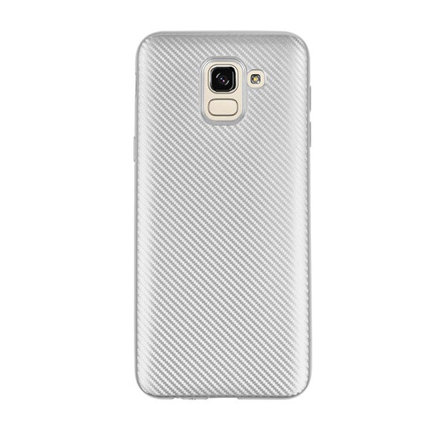 Szilikon telefonvédő (karbon minta) EZÜST [Samsung Galaxy J6 (2018) SM-J600F] (5996457795475)
