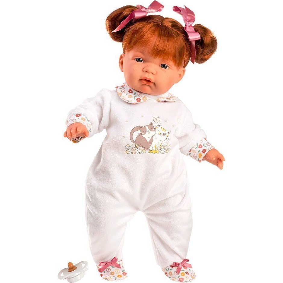 Llorens: Joelle baba cicás rugdalózóban vörös hajjal 38cm (8426265138548)