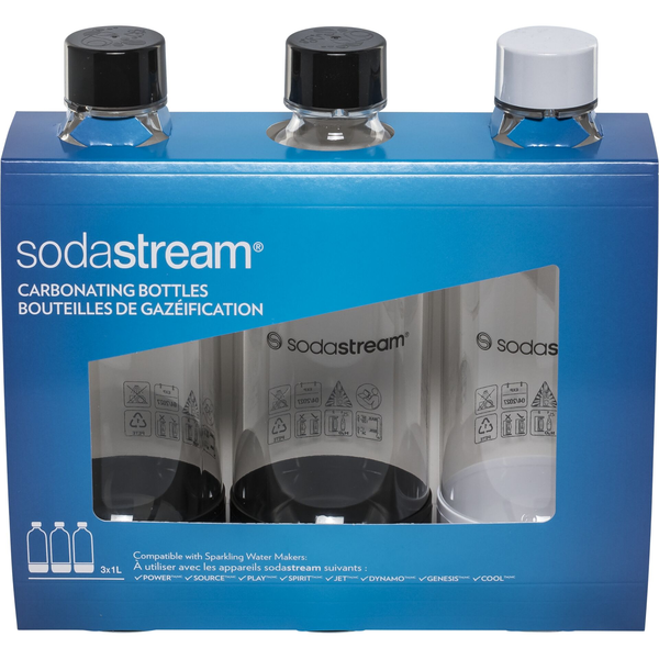 Sodastream 1 L Стандартен комплект бутилки за устройство за газиране на вода, черни, бели