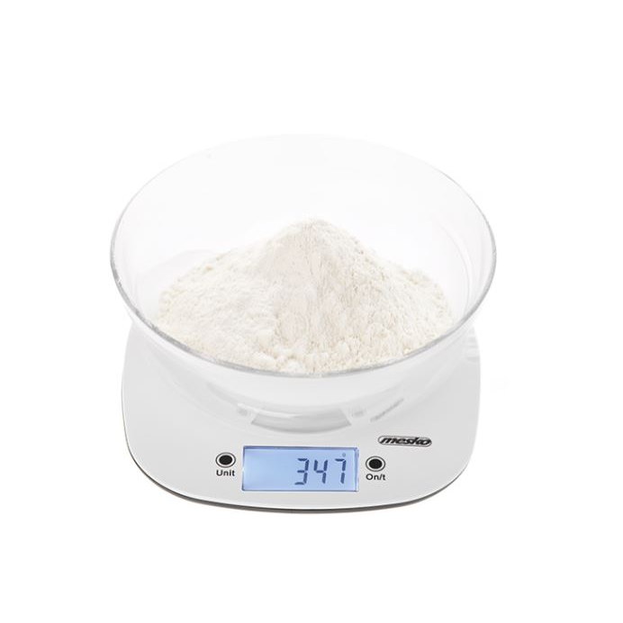 Mesko MS3179w Digitális konyhai mérleg tállal - Fehér (MS3179W FEHÉR)