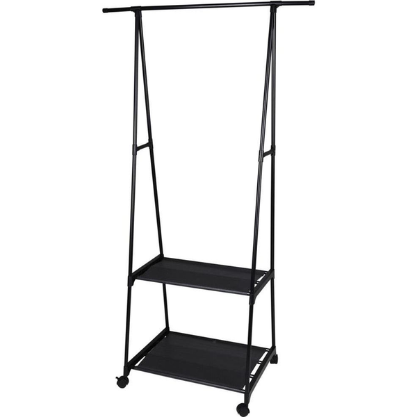 Ruhaakasztó cipőtartóval fekete színben (160 cm-es)