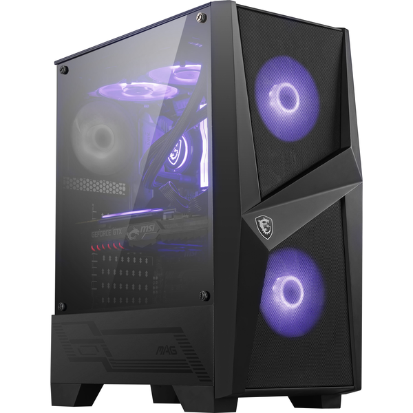 MSI MAGFORGE100M számítógép ház Midi Tower Fekete, Átlátszó