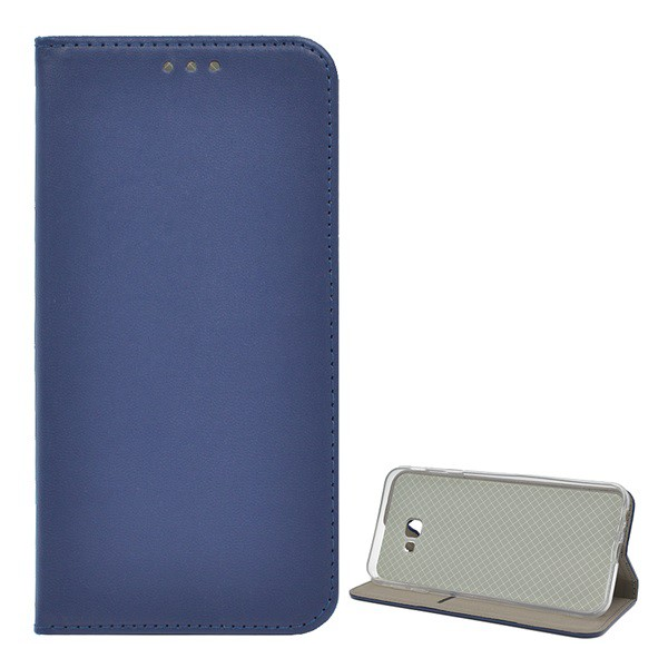 Tok álló, bőr hatású (FLIP, oldalra nyíló, asztali tartó funkció) SÖTÉTKÉK [Samsung Galaxy J4 Plus (SM-J415F)] (5996457821815)