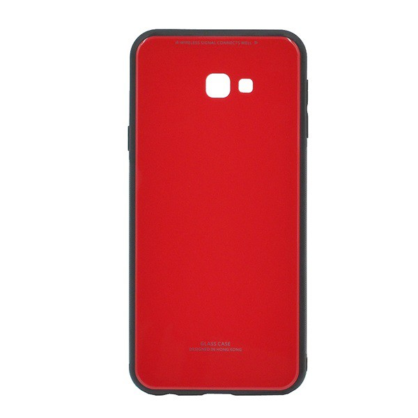 Műanyag telefonvédő (közepesen ütésálló, üveg hátlap) PIROS [Samsung Galaxy J4 Plus (SM-J415F)] (5996457809905)