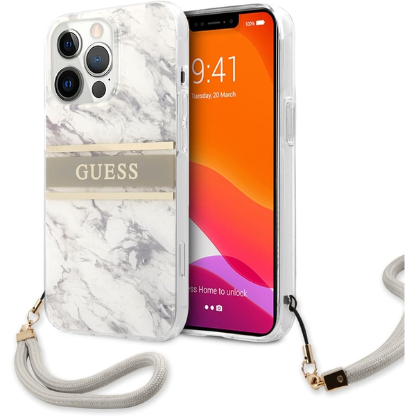 Калъф Guess GUHCP13XKMABGR Marble Strap Collection, за iPhone 13 Pro Max, сив