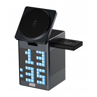 NEWELL induOne MagPlay 3 in 1 töltőállomás + hangszóró + óra, 3 eszköz töltés, LED kijelző, RGB, animációs lehetőségek