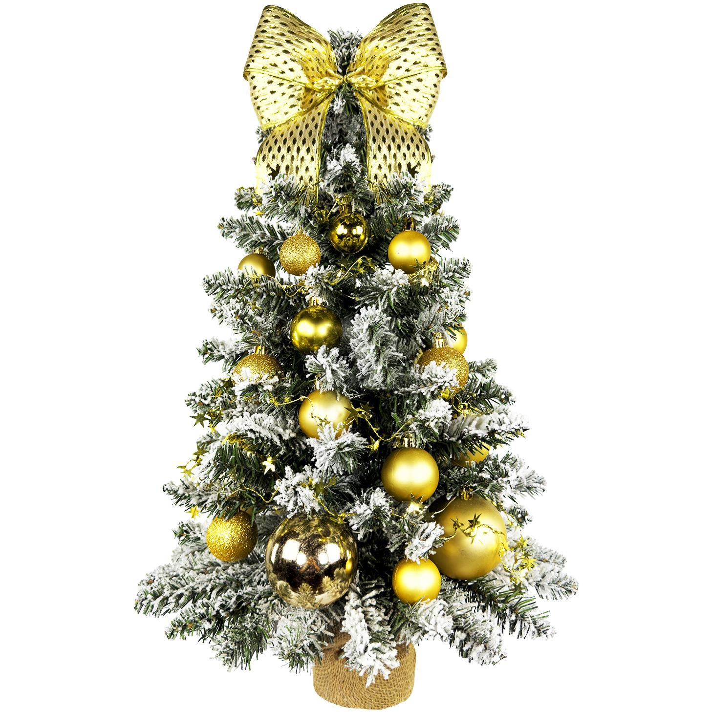 LAALU LED fényekkel díszített karácsonyfa - Aranykarácsony, 34 dísz, 60 cm (LAU-2403-OZM-60V)