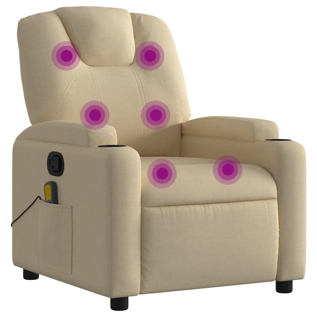 krémszínű szövet dönthető masszázsfotel (372386)