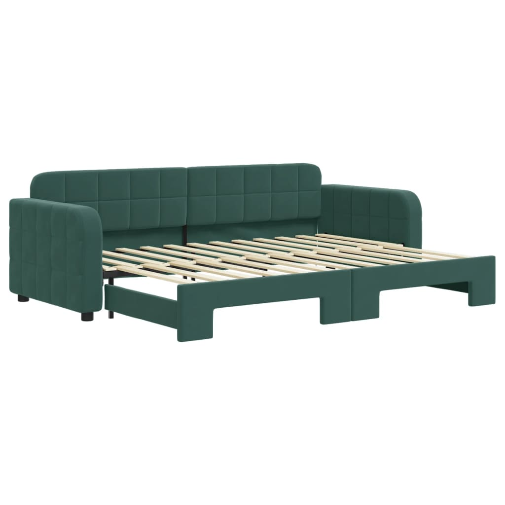 sötétzöld kihúzható bársony heverő 80 x 200 cm (3196924)