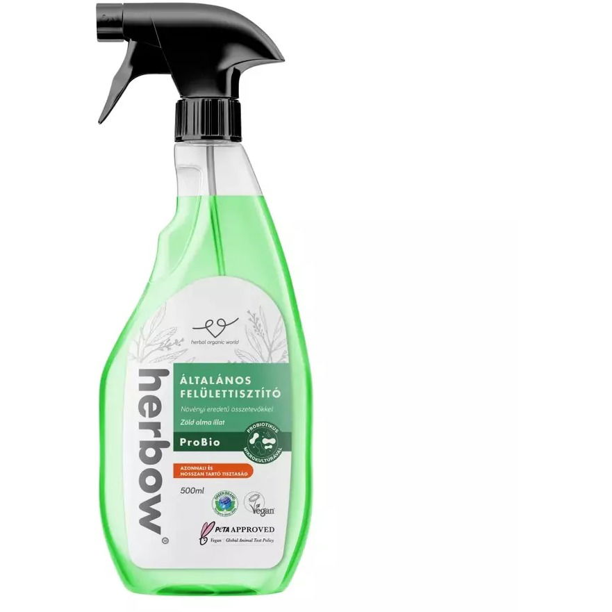 HERBOW Általános felülettisztító Probiotikus Spray & Wipe zöld alma illattal 500 ml (5999567515971)