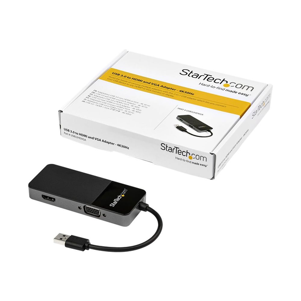 StarTech.com USB32HDVGA Adaptador gráfico USB 3840 x 2160 Pixeles Negro, Plata