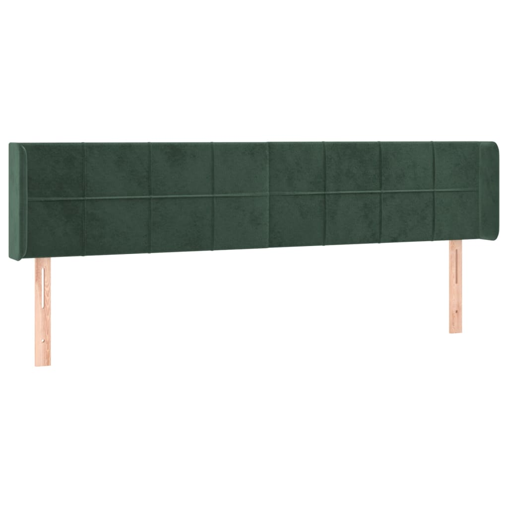 sötétzöld bársony szárnyas fejtámla 183x16x78/88 cm (3118831)