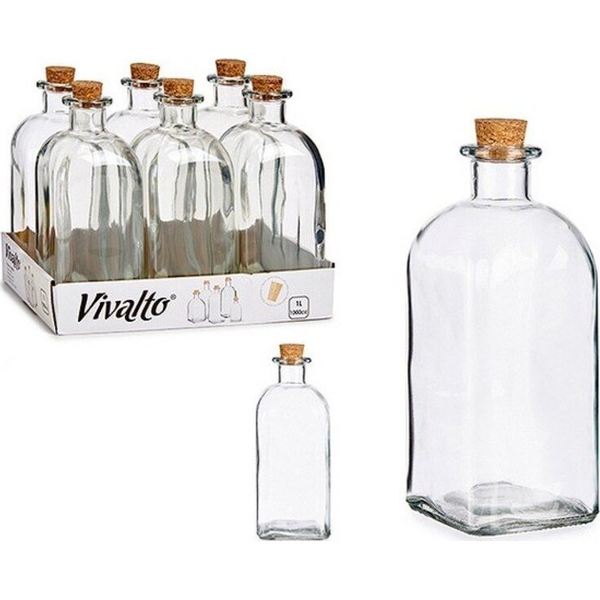 Botella Frasca Vidrio + Tapon 1 Litro