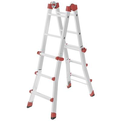 Hailo M80 7512007 Alumínium Többcélú létra Munkamagasság (max.): 3.71 m Ezüst, Piros 9.1 kg