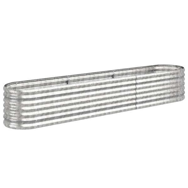 ezüstszínű porszórt acél kerti magaságyás 224x40x36 cm