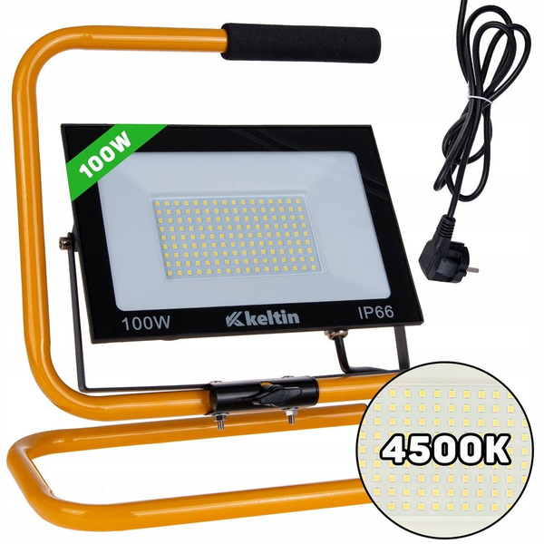 Naświetlacz LED 100W ze statywem budowlanym i przewodem – barwa biała neutralna 4500K (10)
