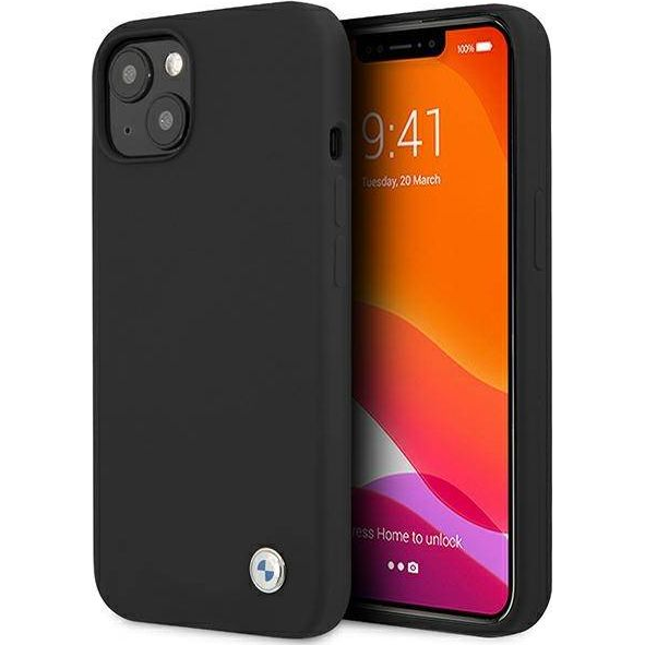 BMW Silicone Signature Apple iPhone 13 hátlap tok, fekete (BMW241BLK)