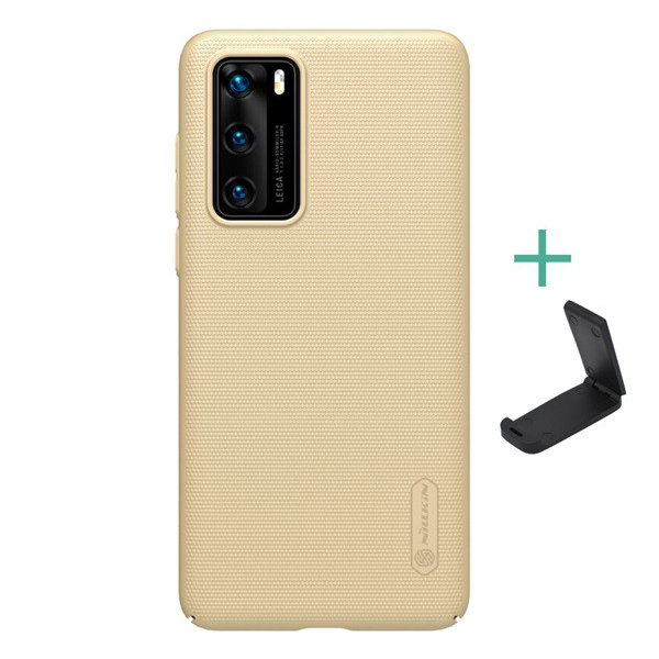 NILLKIN SUPER FROSTED műanyag telefonvédő (gumírozott, érdes felület + asztali tartó) ARANY [Huawei P40]