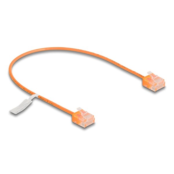 Delock RJ45 Netzwerkkabel Cat.6 UTP Ultra Slim 0,3 m orange mit kurzen Steckern