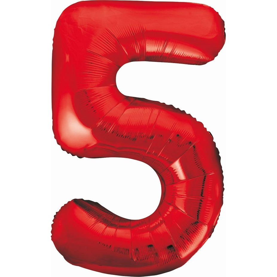 5-ös Szám Fólia Lufi - 85 cm, Piros (BC-HCW5)